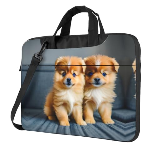 Bolso de hombro para laptop de 15.6 pulgadas con diseño de perros Pomerania