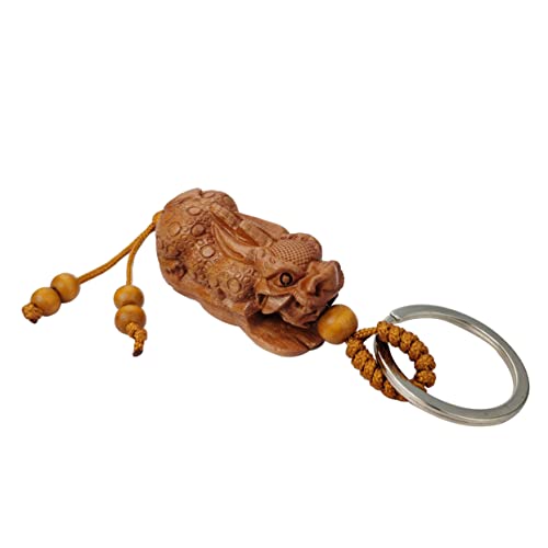 Fazovin Feng Shui Lucky Keychain For Men, Woodcarving Pi Xiu Keeping Fortune Coins Key Ring Good Luck Charm #TOP22