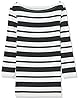 Amazon Essentials Women's Slim-Fit 3/4 Sleeve Solid Boat Neck T-Shirt, Black White Placed Stripe, S #3