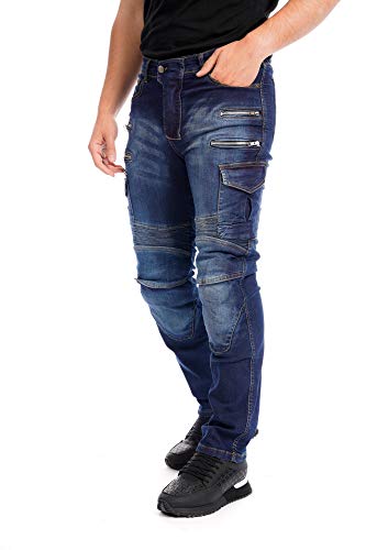 Newfacelook Mens Denim Motorcycle Riding Jeans Motorbike Pants With Armor Biker Trouser With Aramid Protective Lining #TOP1