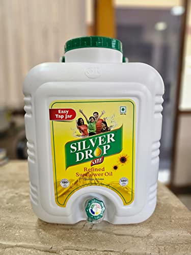 Image of Silver Drop Refined Sunflower Oil 100% Natural, Pure for Cooking and Frying | Healthiest Cooking Oil | Edible Cooking Oil (15 Liter Tap Jar)