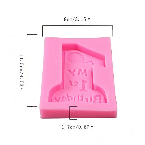 Number 1 Silicone Fondant Mold, 1St Birthday Chocolate Candy Sugar Craft Mold Happy Birthday Handmade Candle Mold For Cake Topper Decoration Kids Party Supplies Gift #TOP1
