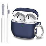 Aircawin for Airpods 4 Case Cover,Shockproof Case for Airpods 4th Generation Case Cover 2024,Premium Silicon Case with Keychain and Cleaing Pen for Wireless Earphones,Headphone Accessories-Blue