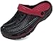 ChayChax Men's and Women's Arch Support Clogs Garden Shoes Slip-on Outdoor Beach Slippers with Removable Cushion Footbed, Black Red, 11-11.5 Women/9.5-10 Men