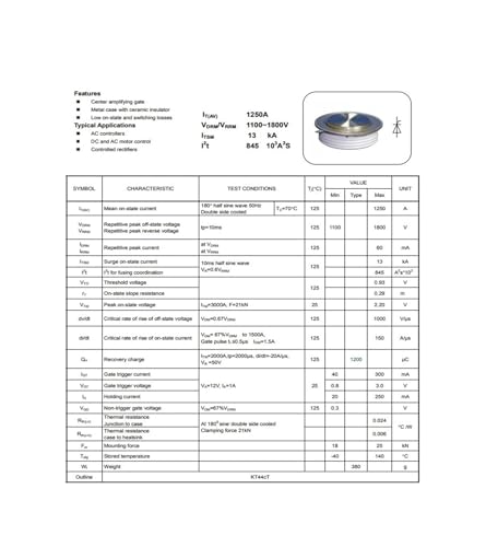 Thyristor KP1000A1200V pour régulation de puissance industrielle - 3