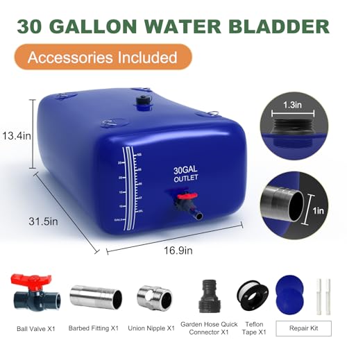30 Gallon Water Bladder, 1000D PVC Foldable Portable Water Tank, Blue Large Capacity Water Bag Container for Camping, Garden, Agricultural Irrigation, Drought Resistance, Emergency Supply by ZSLTLDU - Used condition - Image 2