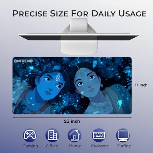 Image of ON TREND Extended Gaming Mouse Pad, Large Desk Mat with Non-Slip Rubber Base, Smooth Control Surface, 23 x 11 Inch (Radhe-Krishna)