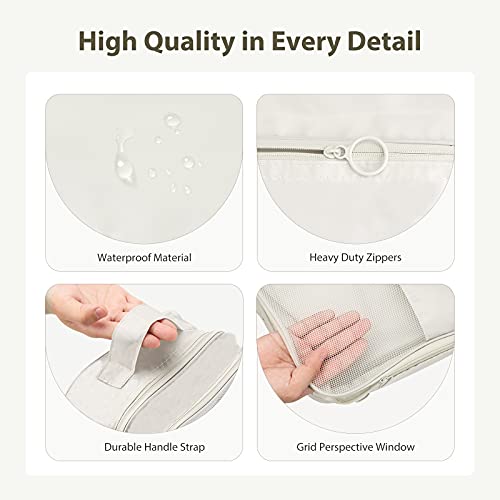 Travel Shoe Bag Holds 3 Pair Of Shoes, Hezelf Shoe Storage Pouch For Travel And Daily Use, Travel Suitcase Shoe Organizer, Waterproof (1Pack-Beige) #TOP4