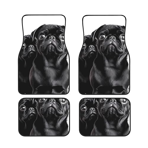 Tapis de voiture carlin noir idée cadeau déco auto femme