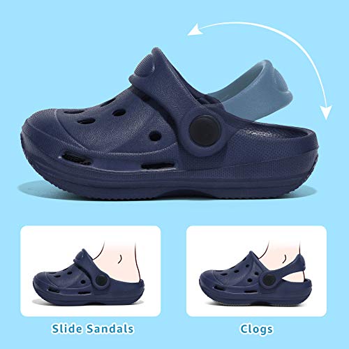 Stq Unisex-Child Classic Kids Clogs Slip On Boys And Girls Water Shoes Lightweight Beach Pool Shower Summer Slide Sandals Garden Slippers Navy, 3 Us Little Kid #TOP3