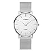 SINOBI Ultra Thin Minimalist Stainless Steel Mesh Band Mens Watch Unisex Wrist Watch