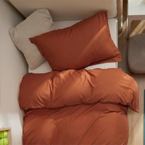 Image of Bedsure Twin /Twin XL Duvet Cover, Double Brushed Bedding Set, Terracotta | For Kids & Adults, 68 inchx90 inch Comforter Cover, Hotel Luxury, All Season, Breathable, Easy Care, Lightweight, Zipper Closure