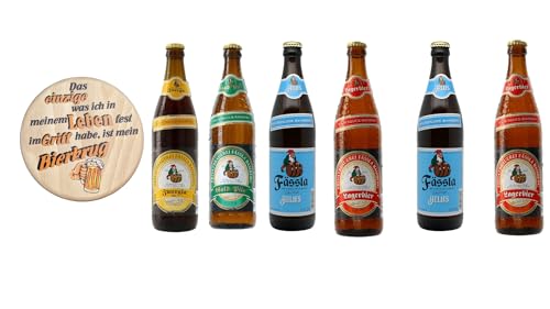 Fässla Bier Probierpaket mit 6 Flaschen zu je 0,5 Liter und Biergartendeckeln