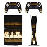 Vintage Piano Photos Compatible with PS5 Slim Console Skin and Controller Skins Set Full Skin Sticker Cover Compatible with PS5 Digital Edition
