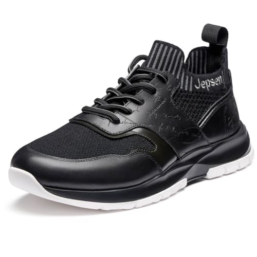 Jepsen Gord Men's Casual Dress Sneakers Breathable Leather Wool Knit Business Walking Shoes Comfortable Lightweight Lace Up Running Shoes, Black, 13 by Jepsen Gord - Used condition - US$47.49