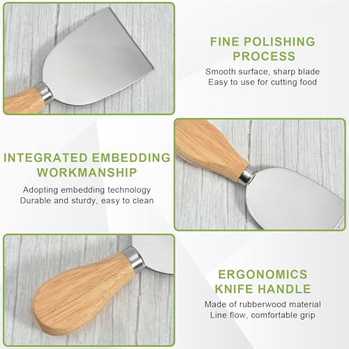 Miniatura 3 de Gykutix Tabla De Quesos De Madera Y 4 Piezas Cuchillos Para Queso Set, Tabla Quesos Redonda Con Cuchillo Queso Para Servir Embutidos, Picnics, Fiestas, Frutas, Verduras, Carne