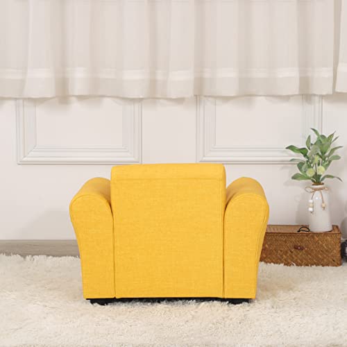 Getifun Kids Sofa Chair With Ottoman/Pvc Leather Toddler Couch With Plastic Legs/Upholstered Children Armchair For Kids Under 4 Years Old/Single Seat With Stool (Yellow) #TOP7