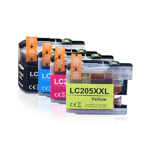 Image of Super High Yield LC205 LC207 XXL Ink Cartridges 4-Pack | LC 205 LC 207 Ink Replacement for Brother MFC-J4320DW MFC-J4420DW MFC-J4620DW Printer for LC207BK LC205C LC205M LC205Y