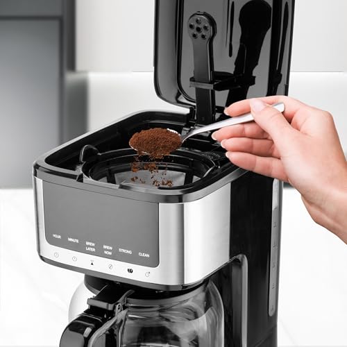 Miniatura 4 de Ufesa Cafetera de Goteo Ariccia Programable 900W, 14 Tazas, 1,8L, Pantalla Táctil, Acero Inoxidable, Filtro de Nylon Extraíble, Jarra de Cristal Alta Temperatura, Apta para Lavavajillas, Antigoteo