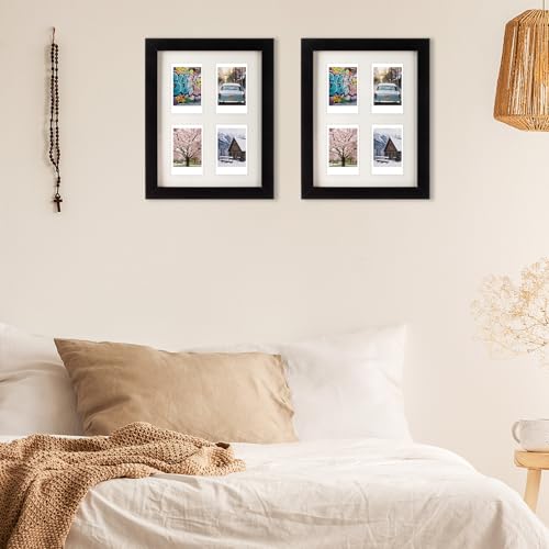 Image of Namalu 2 Pcs 2 x 3 Multi Picture Collage Frame Wall Decor with 4 Openings Black Wood Mini Film Photo Wall Frames for Display Wedding Decoration, 9.8 x 7.9 Inches