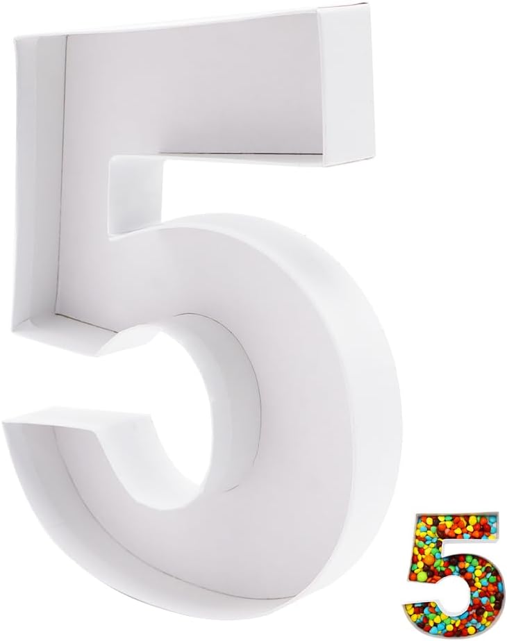 Paper Mache Cardboard Number Fillable Cutout Candy Tray Sweet Chocolate Jelly Beans Birthday Party Treat Box (5)