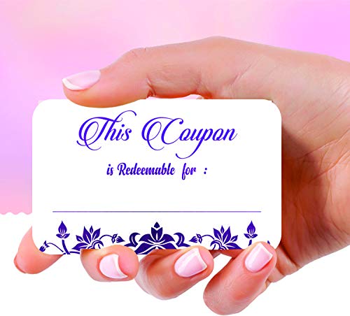 50 Blank Gift Vouchers - 3.5"x2" Purple Foil Stamping Redeem Certificates for Small Business Package Insert
