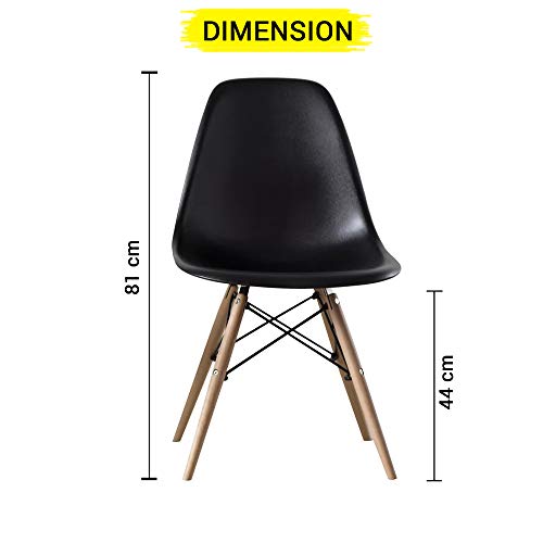 Image of TIED RIBBONS Set of 4 Designer DSW Chair for Home, Living Room, Bed Room, cafe, Office, Accent Chair (Plastic and Wood, Black, 81 cm X 40 cm)