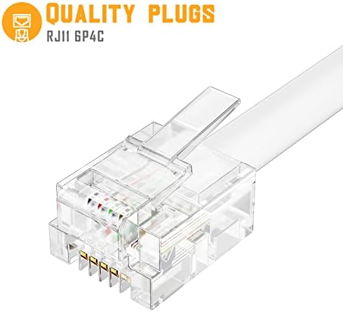 Two Way Telephone Splitters,Uvital Male to 2 Female Converter Cable RJ11 6P4C Telephone Wall Adaptor and Separator for Landline(White,2 Pack)