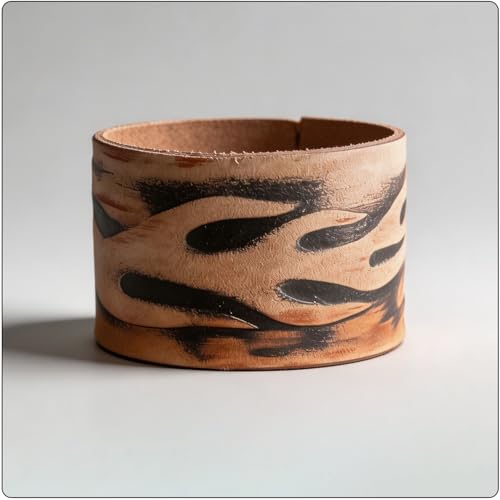 Image of Punk Rock Print Pattern Wristband Wide Leather Cuff Bracelet
