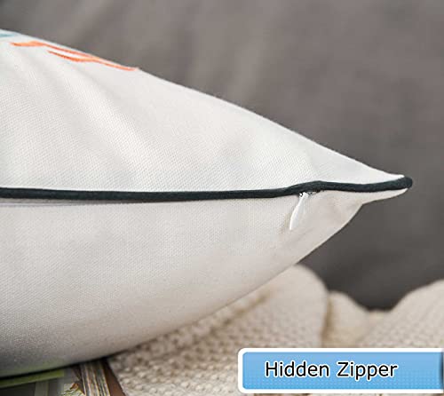 Decopow Embroidered Life Is Better At The Lake Throw Pillow Cover,Square 18 Inches Decorative Canvas Pillow Cover With Life Is Better At The Lake Pattern,Cover Only #TOP3