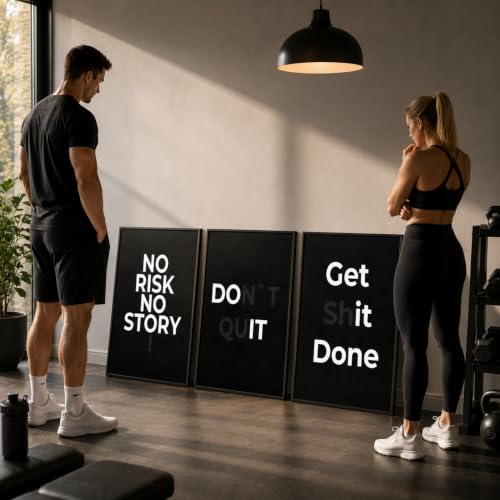 CLEAN SPORTS Lot de 3 posters de motivation - Format A1 - Noir et blanc - No Risk No Story, Don't Quit, Get Shit Done - Décoration de bureau pour startup, entrepreneur, bureau à domicile et salle de – vue 8