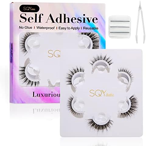 Reusable Self-Adhesive Eyelashes No Eyeliner or Glue Needed,Lashes Stable and Easy to Use, Natural Look and Waterproof Falase Eyelashes (3-Pairs) SELF-2