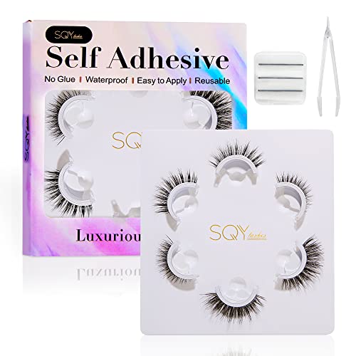 Reusable Self-Adhesive Eyelashes No Eyeliner Or Glue Needed,Lashes Stable And Easy To Use, Natural Look And Waterproof Falase Eyelashes (3-Pairs) Self-2 #TOP1
