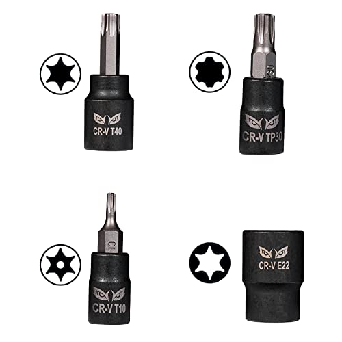 Torx Bit Socket Set (60 Piece Set - Torx And External Socket Set) 1/4" Drive - Torx Star Socket Bits & Female E Torx Sockets - Professional Grade Auto & Motorcycle Mechanic Socket Set #TOP1