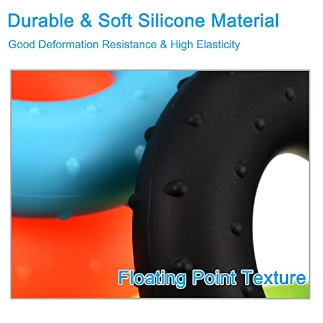 uxcell Hand Grip Strengtheners, 5 Level: 20/30/40/50/60Lbs Silicone Rings Fingers Forearms Exercise Grip Trainer for Rock Climbing Athletes Workout