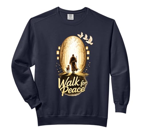 Walk For Peace Spiritual Monk With Dog And Doves Comfort Colors Adult Sweatshirt