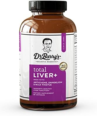 Dr. Barry's Total Liver Supplement with Milk Thistle, Artichoke, Dandelion Root, Support Healthy Liver Function & Natural Cleanse, Boost Immune System, 60 Capsules