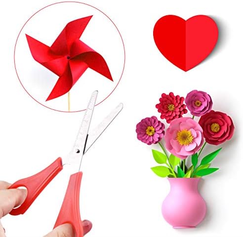 QUACOWW 10 Pack Preschool Training Scissors Children Safety Scissors Kids Scissors DIY Student Scissors with Scale and 1 Piece Waterproof Stationery Bag for School and Craft Projects
