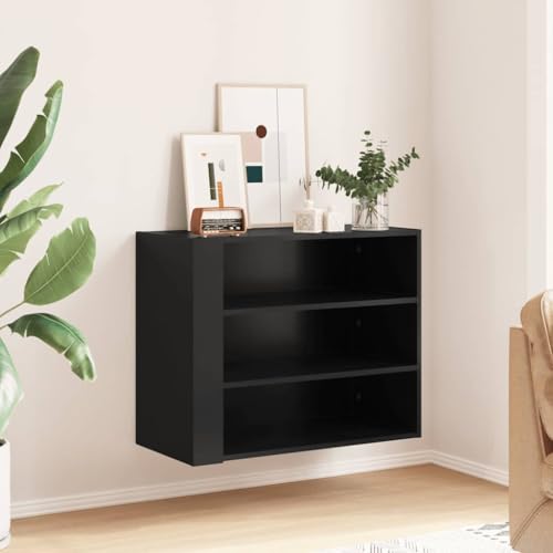 Meuble de rangement suspendu noir à 3 compartiments pour optimiser l'espace mural - 3