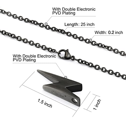Dissolve Lightning Bolt Pendant Custom Name Necklace For Men Women Black Stainless Steel Jewelry 25 Inch #TOP2