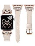 コンパチブル Apple Watch バンド 本革製 レディース レザーベルト 交換ベルト リボン柄 キラキラ アップルウォッチ バンド 38/40/41/42mmかわいい 女性 iWatch Ultra 2/S10/9/8/7/6/5/4/3/2/1/SEに対応 入学/バレンタインデー/誕生日プレゼント スタ-ライト+ローズゴールド