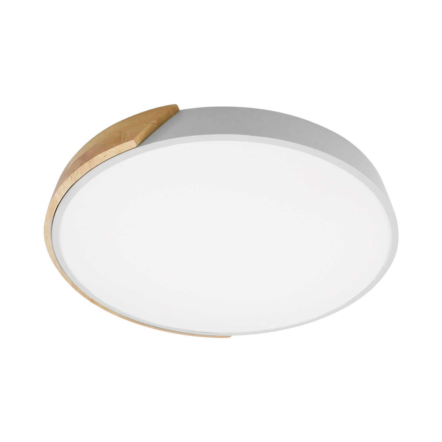 LEDKIA LIGHTING - Plafón LED para Cocina, Comedor, Habitación, Baño 36W Circular Madera Ø500 mm | Temperatura de Color Seleccionable CCT | Luz Cálida, Neutra, Fría | Fácil Instalación, Blanco, Metal