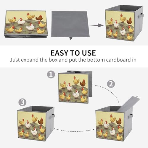 Bacs de rangement pliants imprimé couvée de poulets boîte linge