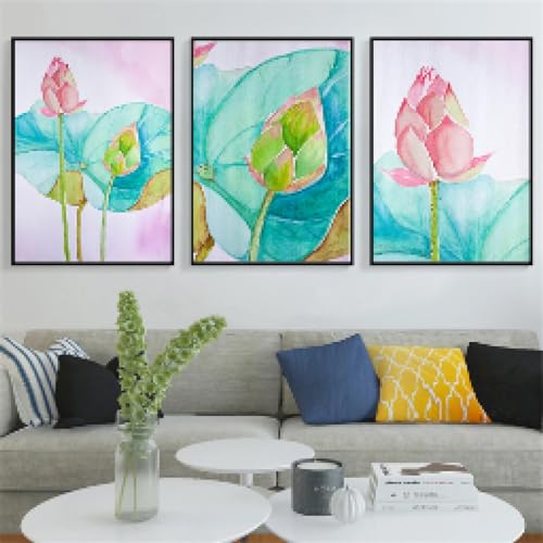 Peinture sur toile de lotus haute définition : impression murale durable 3 pièces 40x60cm