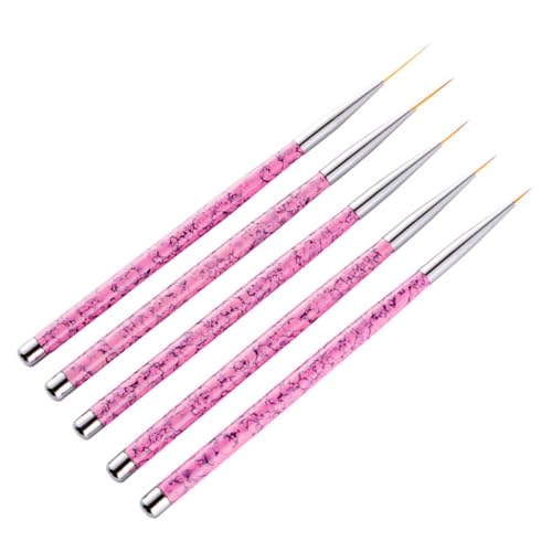 Healeved 5Pcs Nail Art Brush Set Fine Nail Painting Tools for DIY Manicure Professional and Personal Use Includes Liner Brush for Precise Detailing for Nail Art Creations