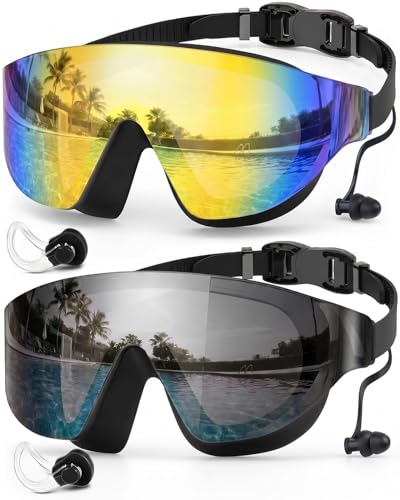 Zoomsnail Swim Goggles 2 Pack, Rimless Wide View Swimming Goggles