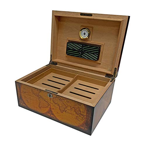 Quality Importers Old World Desktop Humidor With Spanish Cedar Tray & Hygroset Ii Round Digital Hygrometer With 10-Second Refresh Rate #TOP3