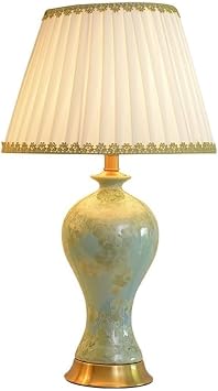Lamp for Desk Rural Hand-Woven Fabric Table Lamp Entrepreneurial Crystal Glaze Ceramic Vase Lamp Desk Lamps for Home Office