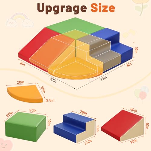 Image of TODIBY 4-Pieces Climbing Toys for Toddlers (XL Size): PU Leather - Soft Play Climbing for Toddlers - Extra Large Foam Climbing Blocks for Crawling and Sliding Indoor Playground for Kids