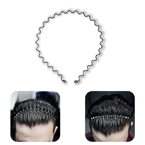 Kàllos Non-Slip Black Metal Hair Band – Unisex Zig Zag Headband for Men and Women, Durable & Comfortable Non-Slip Hair Accessory for Sports, Spa, and Everyday Use